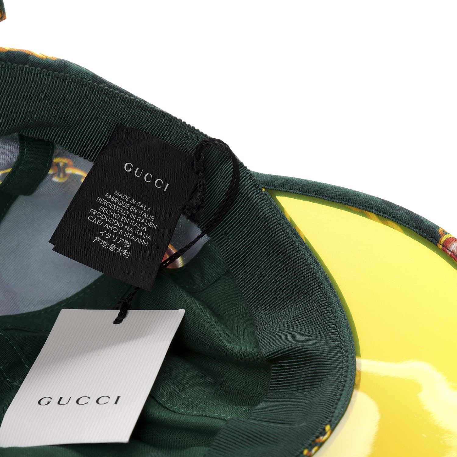 Gucci Silk PVC Chain Print Baseball Cap Green 8 of 10