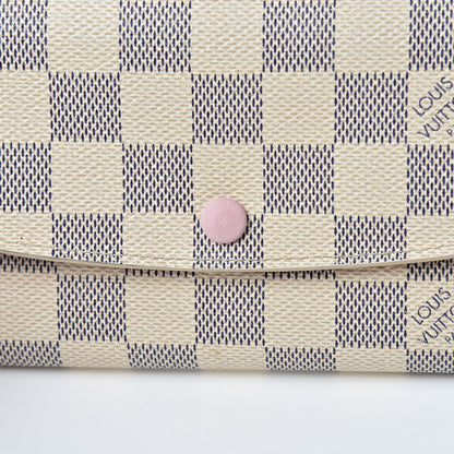 Louis Vuitton Damier Azur Emilie Wallet Rose Ballerine 9 of 14