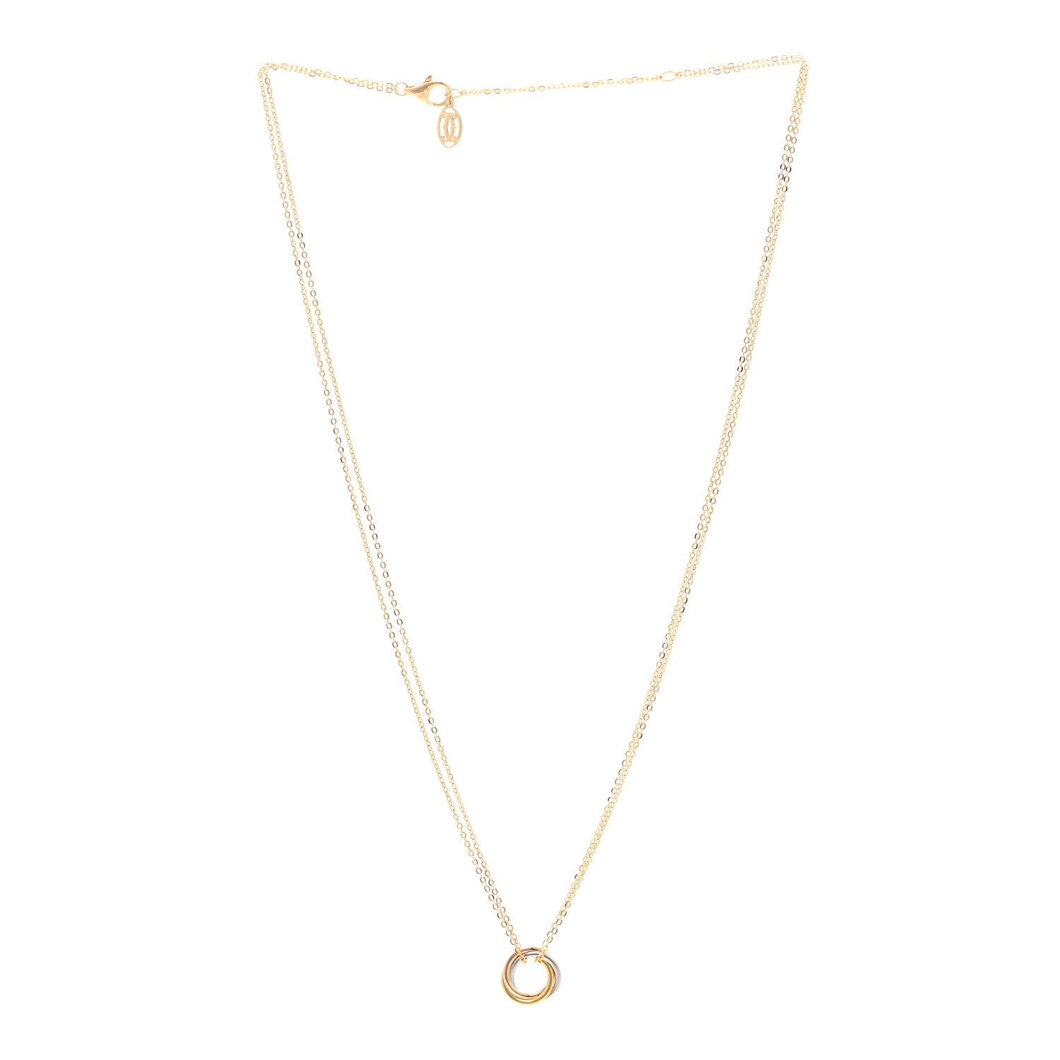 Cartier 18K Pink Yellow White Gold Trinity Double Chain Pendant Necklace 3 of 5
