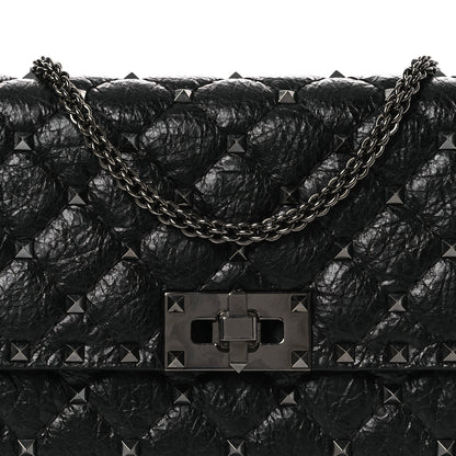 Valentino Garavani Craquele Nappa Rockstud Spike Wallet on Chain Black 7 of 9