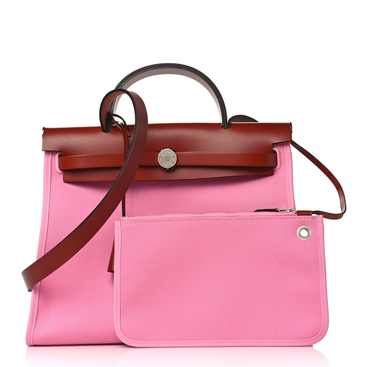Hermes Toile Officier Vache Hunter Herbag Zip PM 31 5P Pink Cuivre 1 of 10