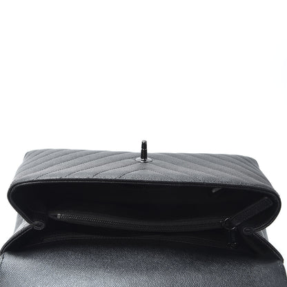 Chanel Caviar Chevron Quilted Small Coco Handle Flap So Black 4 of 9