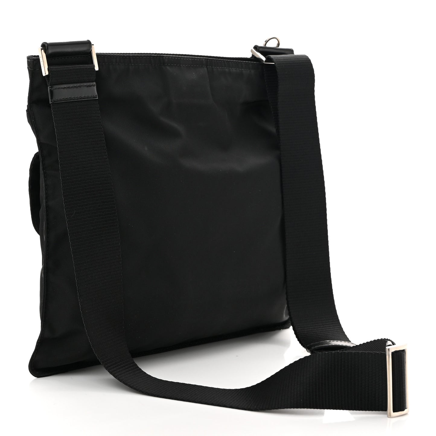 Tessuto Nylon Flat Messenger Bag Black