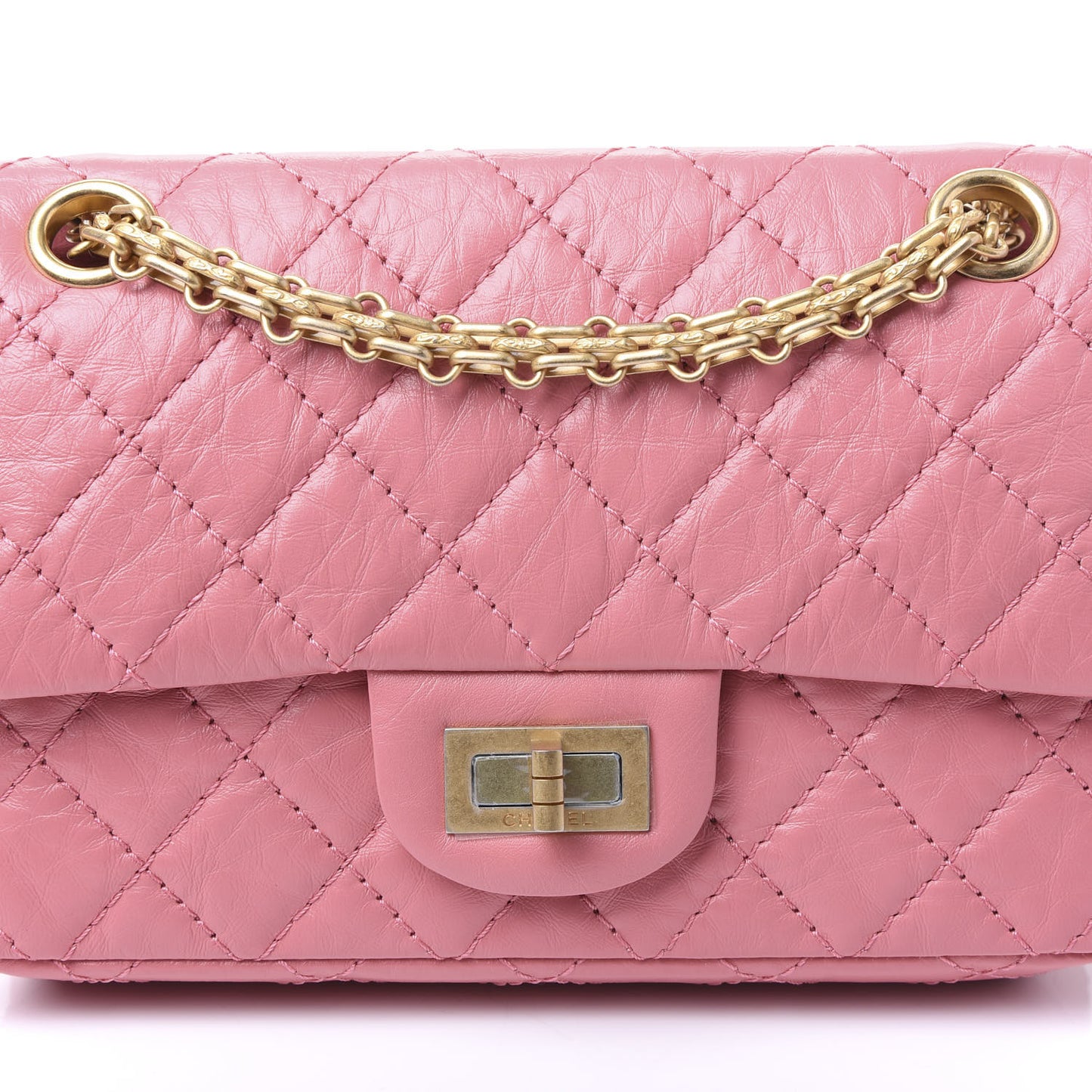 Aged Calfskin Quilted 2.55 Reissue Mini Flap Pink