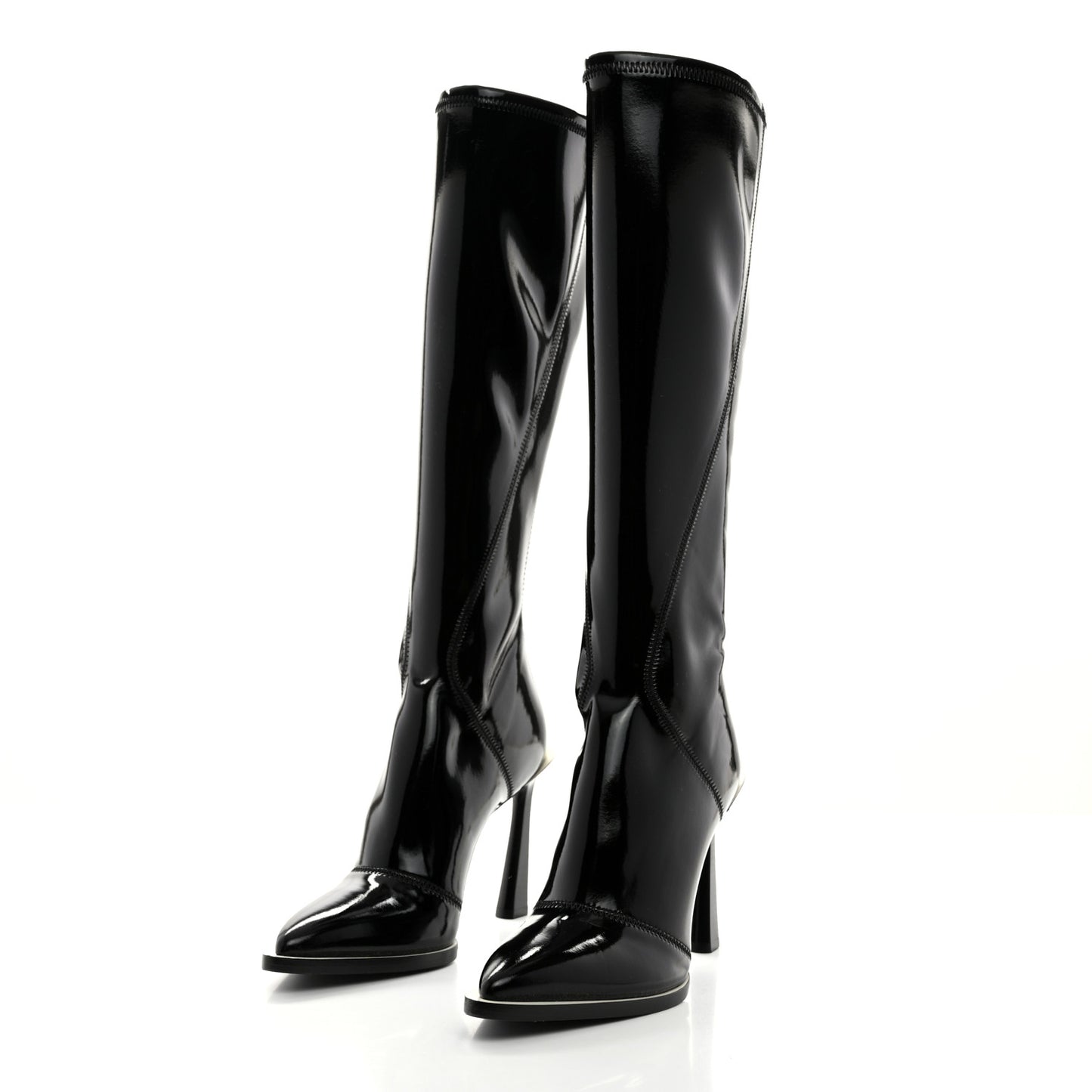 Glossy Neoprene FFrame Boots 37 Black