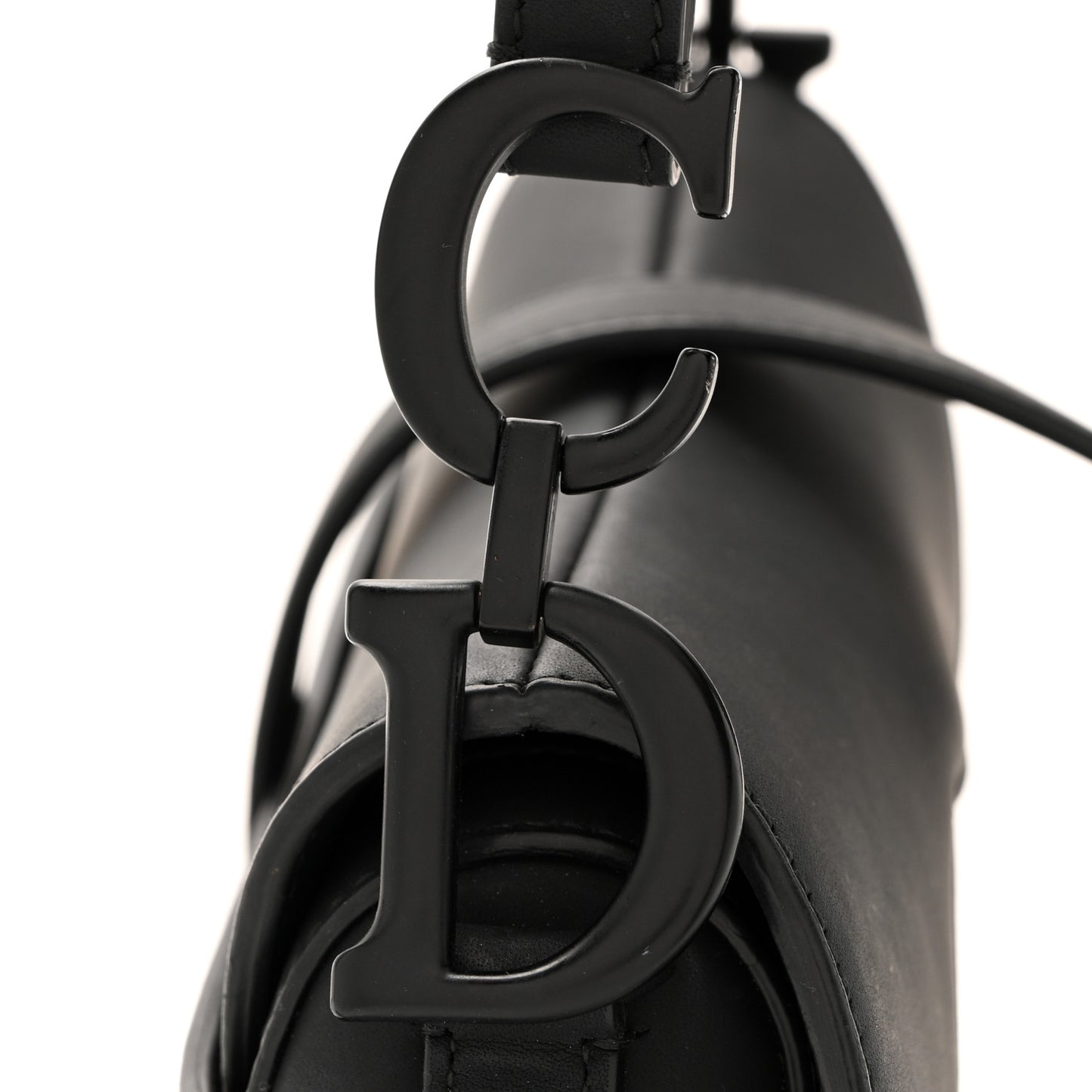 Ultra Matte Calfskin Mini Saddle Bag With Strap Black