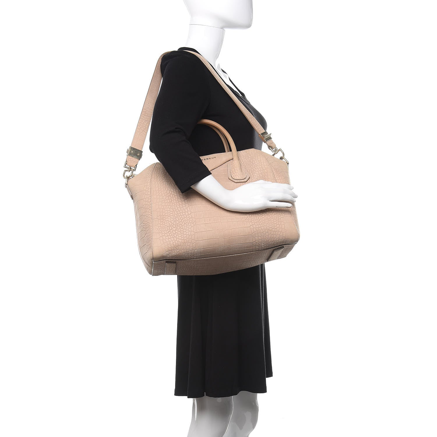 Givenchy Nubuck Crocodile Embossed Medium Antigona Beige 2 of 14
