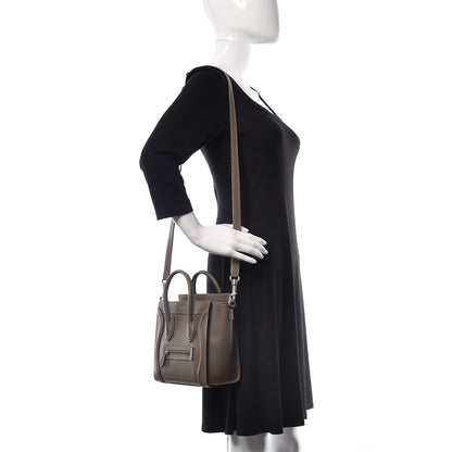 Celine Drummed Calfskin Nano Luggage Souris 2 of 10