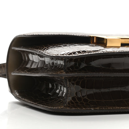 Hermes Shiny Alligator Constance 18 Gris Elephant 9 of 11