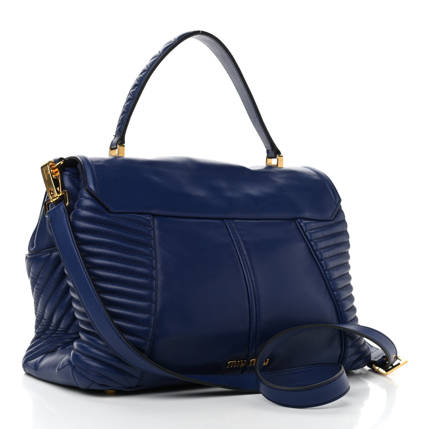 Miu Miu Nappa Matelasse Biker Shoulder Bag Inchiostro 3 of 12