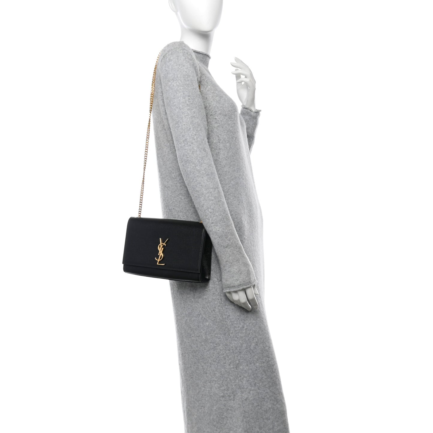 Grain De Poudre Medium Classic Monogram Kate Satchel Black