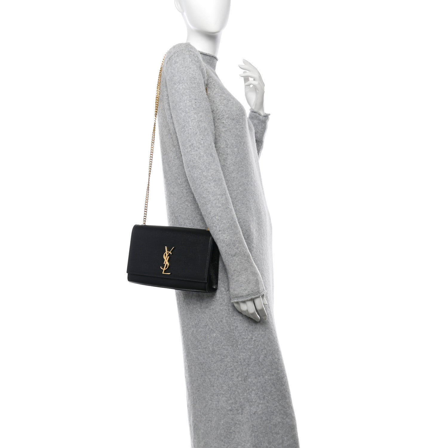 Saint Laurent Grain De Poudre Medium Classic Monogram Kate Satchel Black 2 of 13