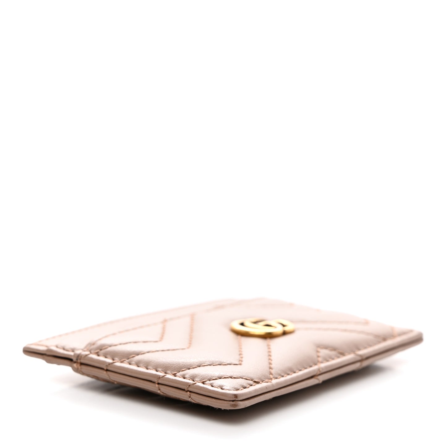 Calfskin Matelasse GG Marmont Card Holder Porcelain Rose