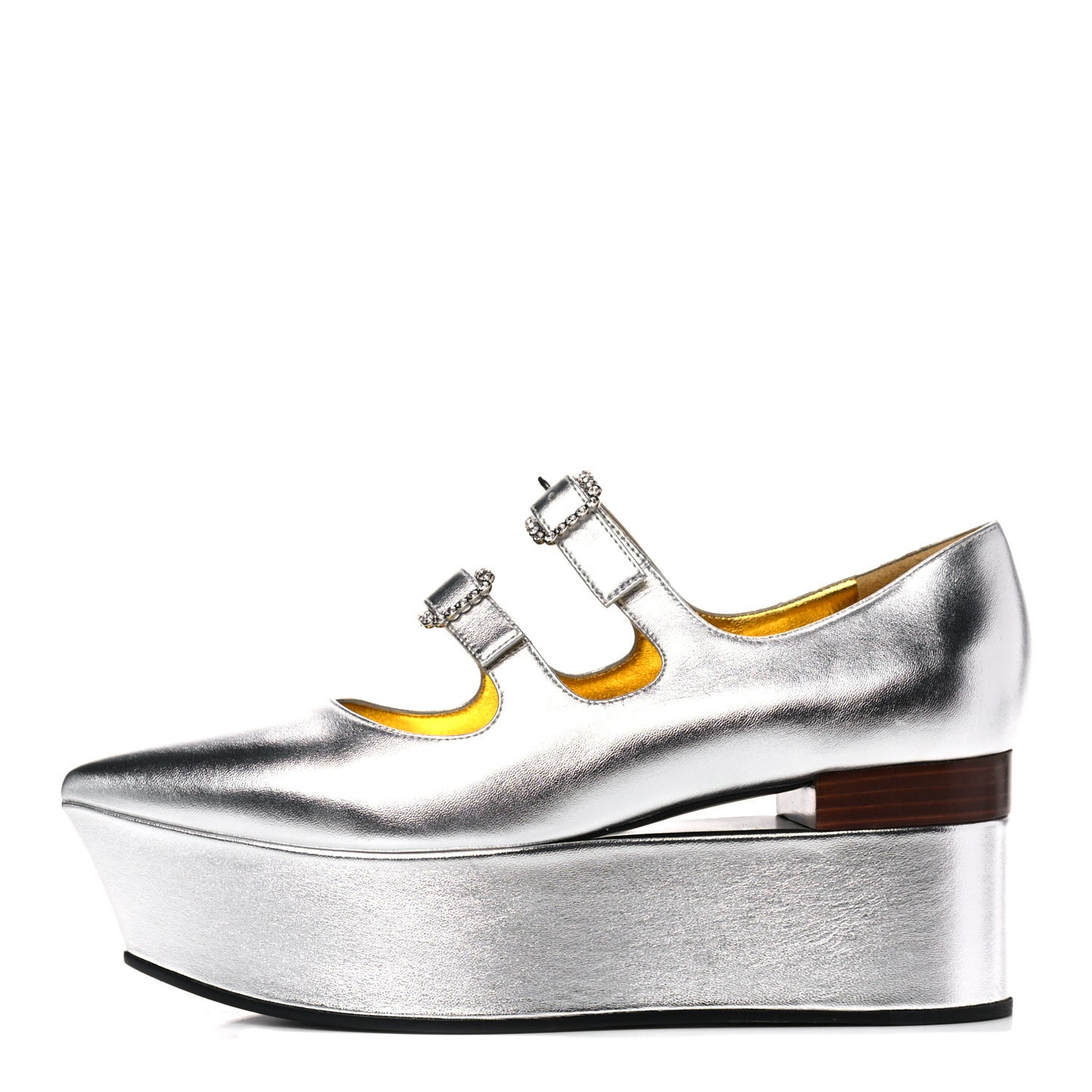 Metallic Nappa Crystal Platform 38 Silver