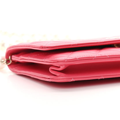 Chanel Calfskin Quilted Pearl CC Wallet On Chain WOC Pink 10 of 12