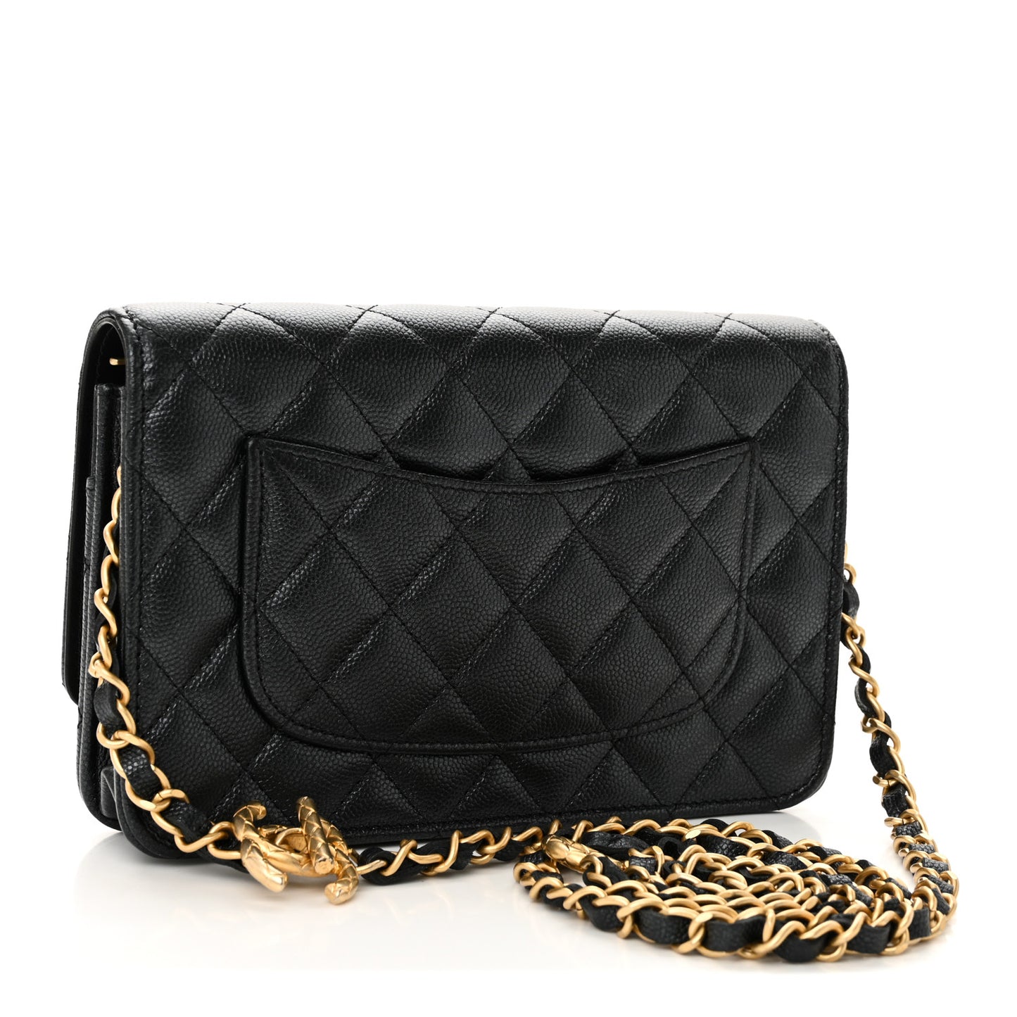 Pearly Caviar Quilted Fit For You Wallet On Chain WOC Black