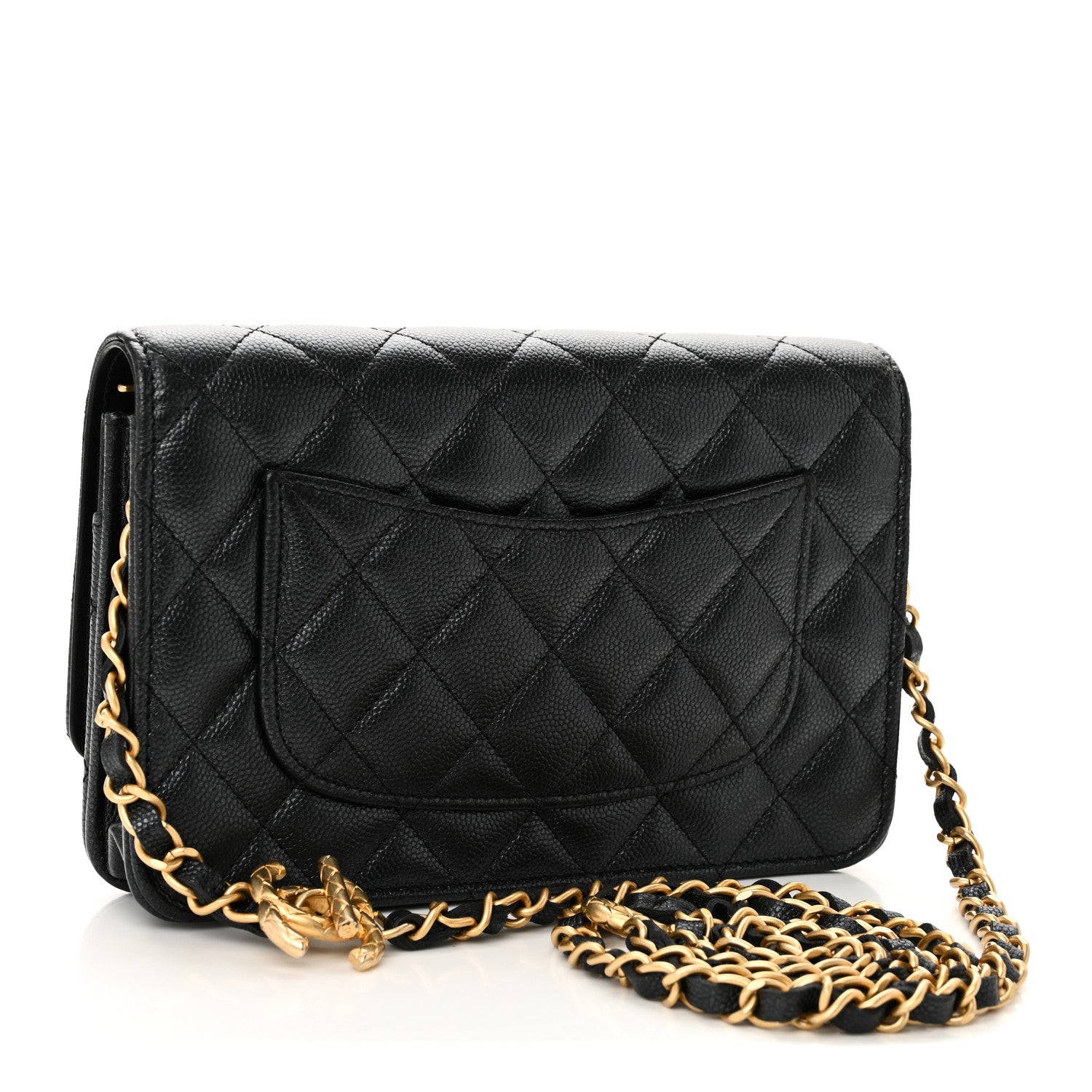Chanel Pearly Caviar Quilted Fit For You Wallet On Chain WOC Black 3 of 11