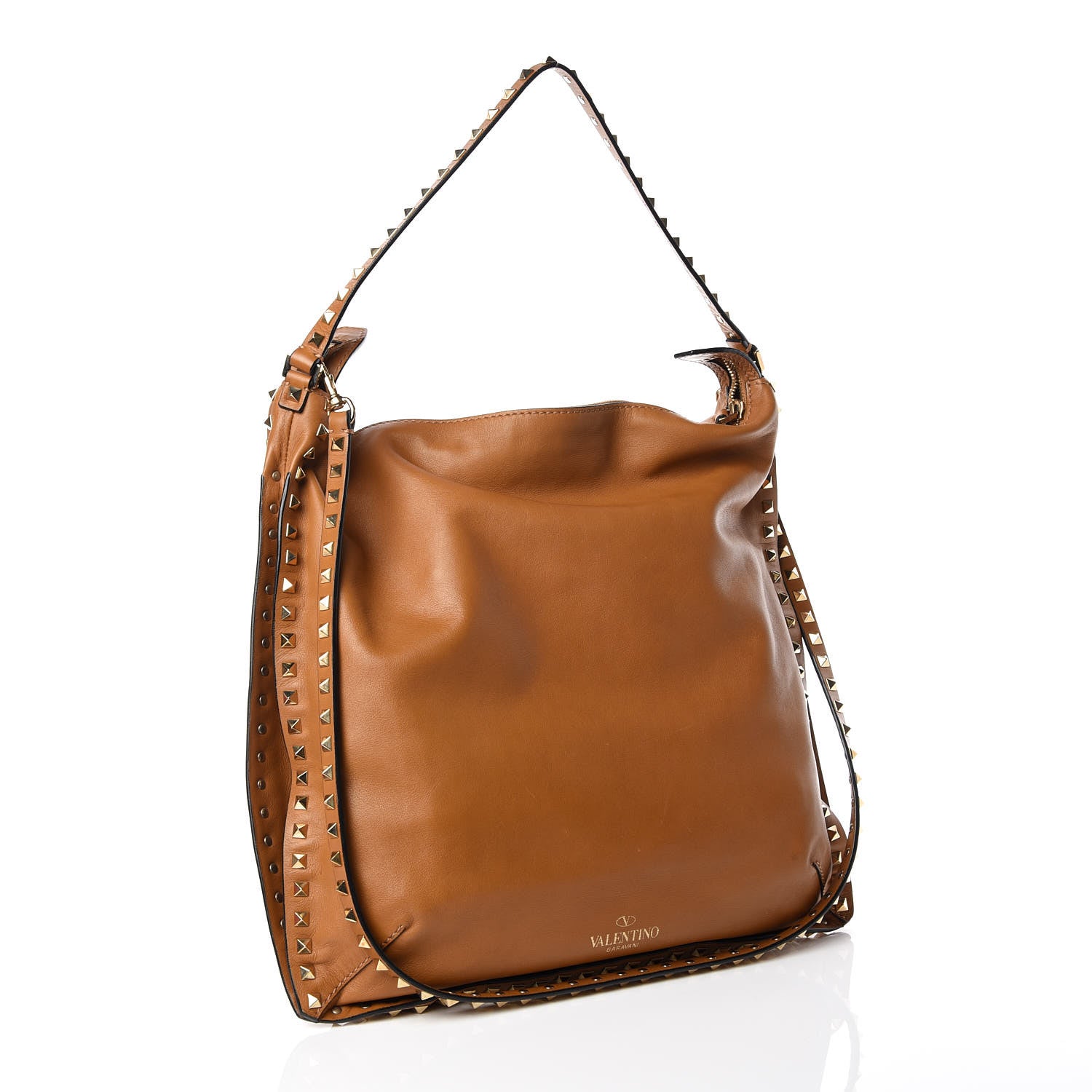 Valentino Garavani Vitello Rockstud Hobo Camel 4 of 12