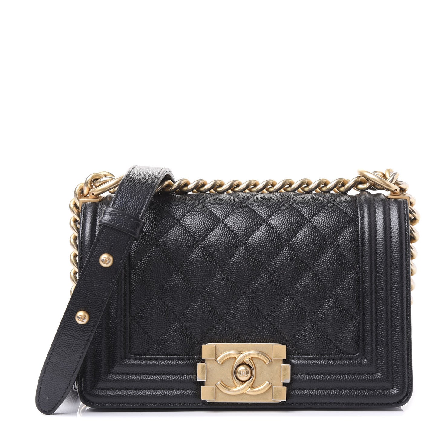 Caviar Quilted Small Boy Flap Black