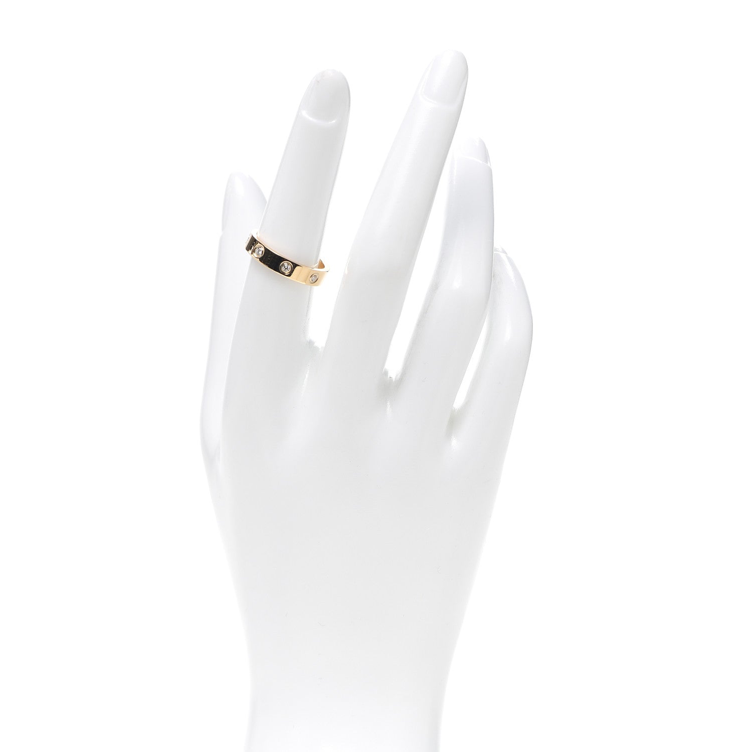 Cartier 18K Yellow Gold 8 Diamond 4mm LOVE Wedding Band Ring 54 6.75 2 of 4