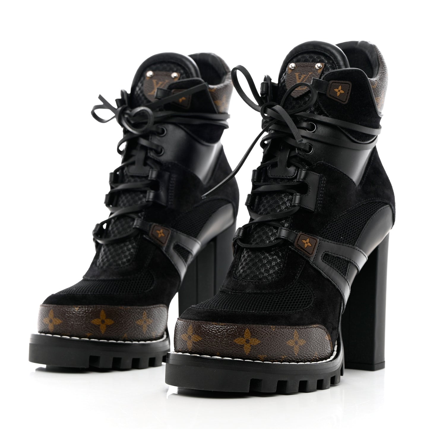Suede Calfskin Monogram Star Trail Ankle Boots 40 Black