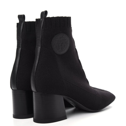 Hermes Knit Calfskin Volver Ankle Boots 36 Black 4 of 10