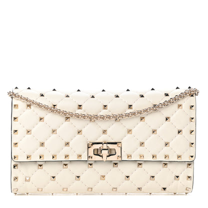 Valentino Garavani Nappa Rockstud Spike Wallet on Chain Light Ivory 1 of 9