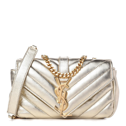 Saint Laurent Metallic Nappa Matelasse Chevron Classic Monogram Baby Chain Bag Gold 1 of 10