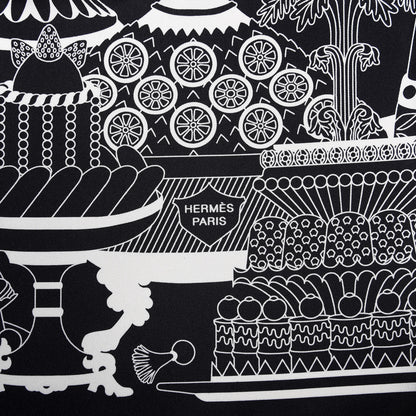 Hermes Silk La Patisserie Francaise Scarf 90 Black Creme 2 of 5