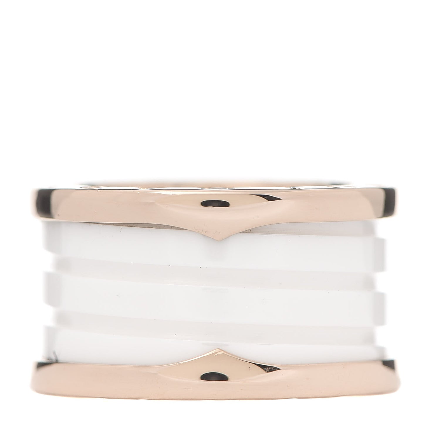 18K Rose Gold White Ceramic B.Zero1 Four-Band Ring 51 5.75