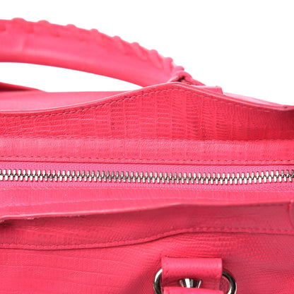 Balenciaga Calfskin Lizard Embossed Classic Silver Hardware City Rose Fluo 12 of 22