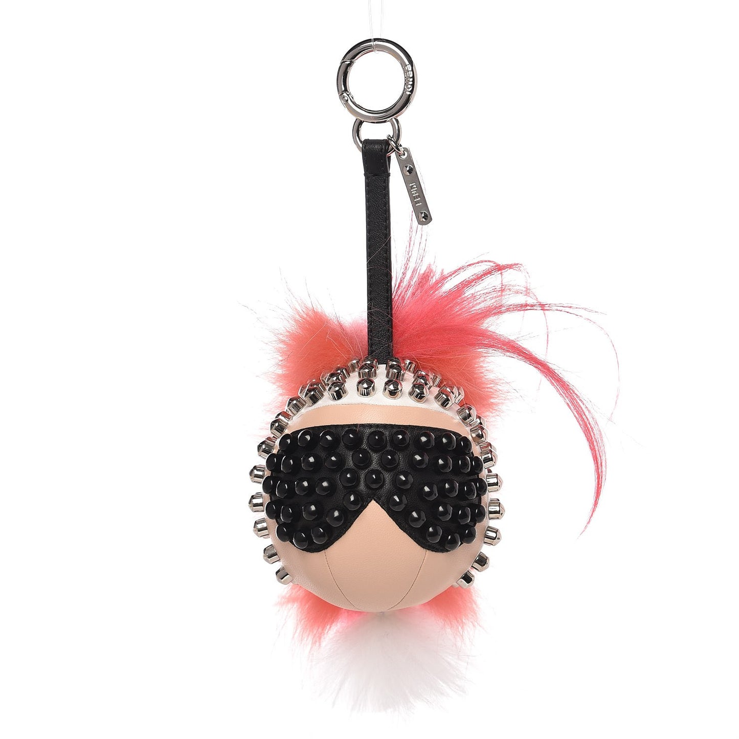 Lambskin Goat Fur Studded Punkarlito Bag Charm Azalea