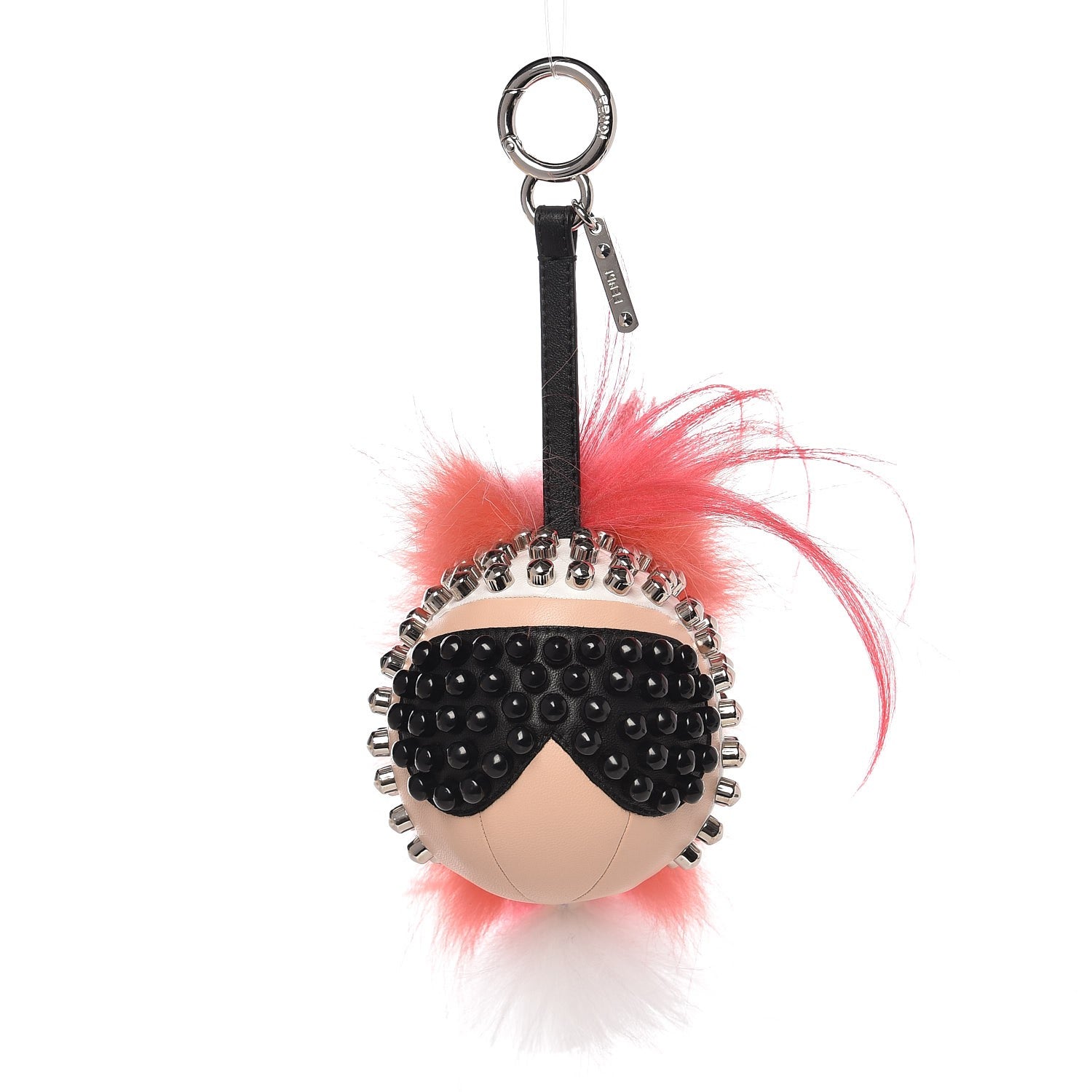 Fendi Lambskin Goat Fur Studded Punkarlito Bag Charm Azalea 1 of 4