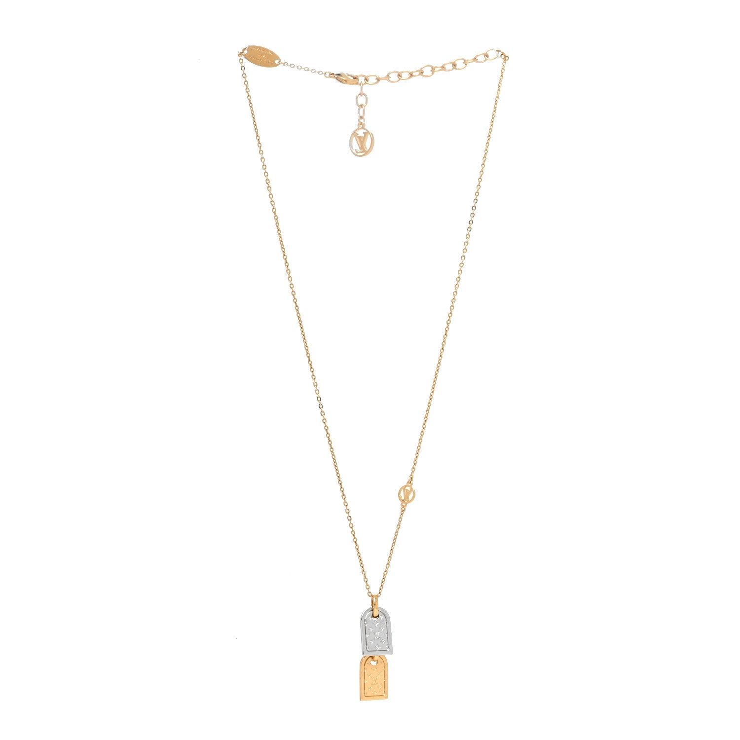 Louis Vuitton Nanogram Name Tag Necklace Gold 3 of 6