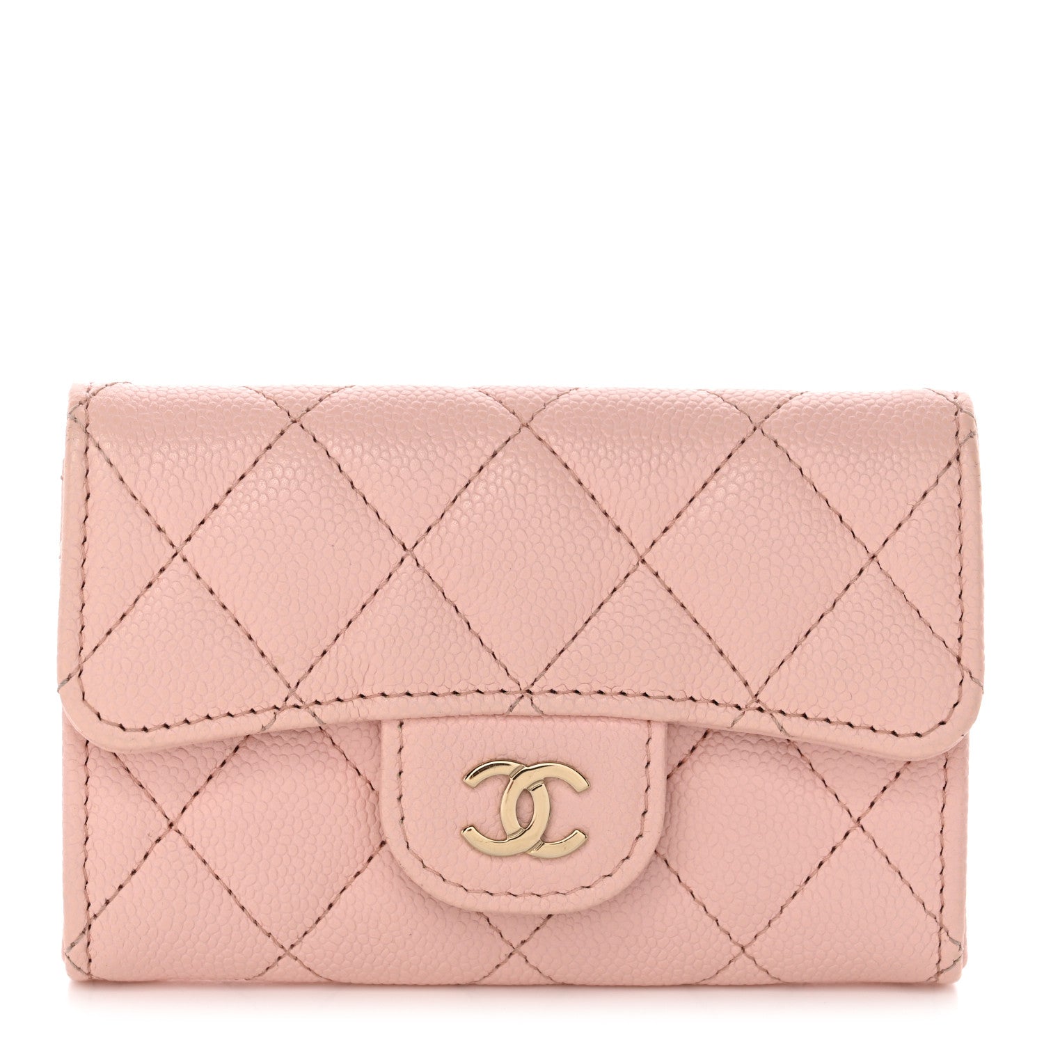 Chanel Caviar Quilted Flap Card Holder Wallet Light Pink 1 of 9