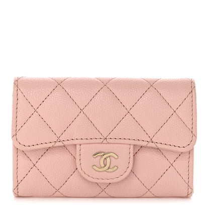 Chanel Caviar Quilted Flap Card Holder Wallet Light Pink 1 of 9