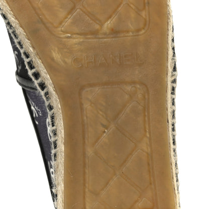 Chanel Mesh Grosgrain CC Espadrilles 38 Black White 9 of 11