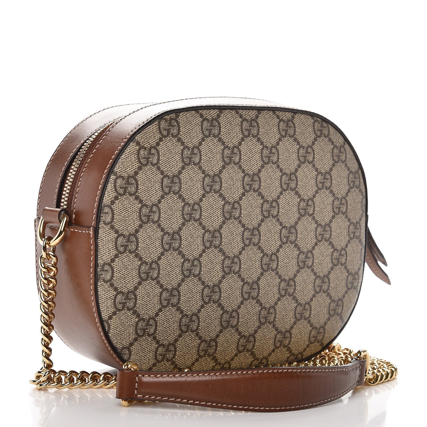 GG Supreme Monogram Cuoio Toscano Mini Chain Shoulder Bag Beige Ebony Cuir