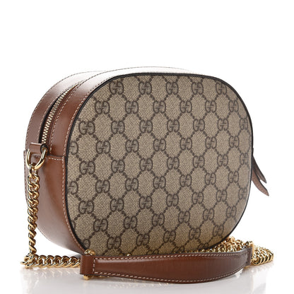 Gucci GG Supreme Monogram Cuoio Toscano Mini Chain Shoulder Bag Beige Ebony Cuir 3 of 8