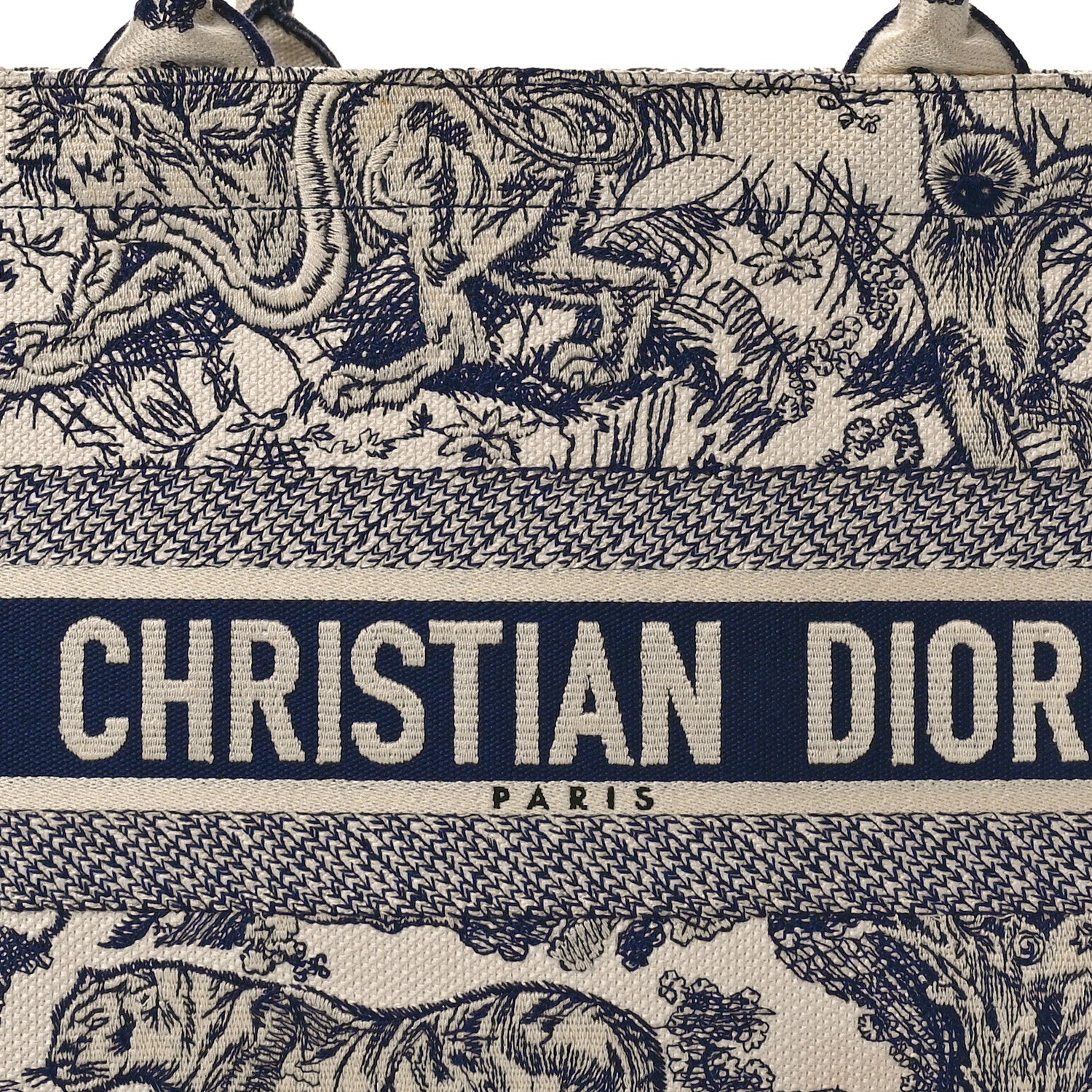 Christian Dior Canvas Embroidered Medium Dioriviera Toile De Jouy Book Tote Blue 9 of 10