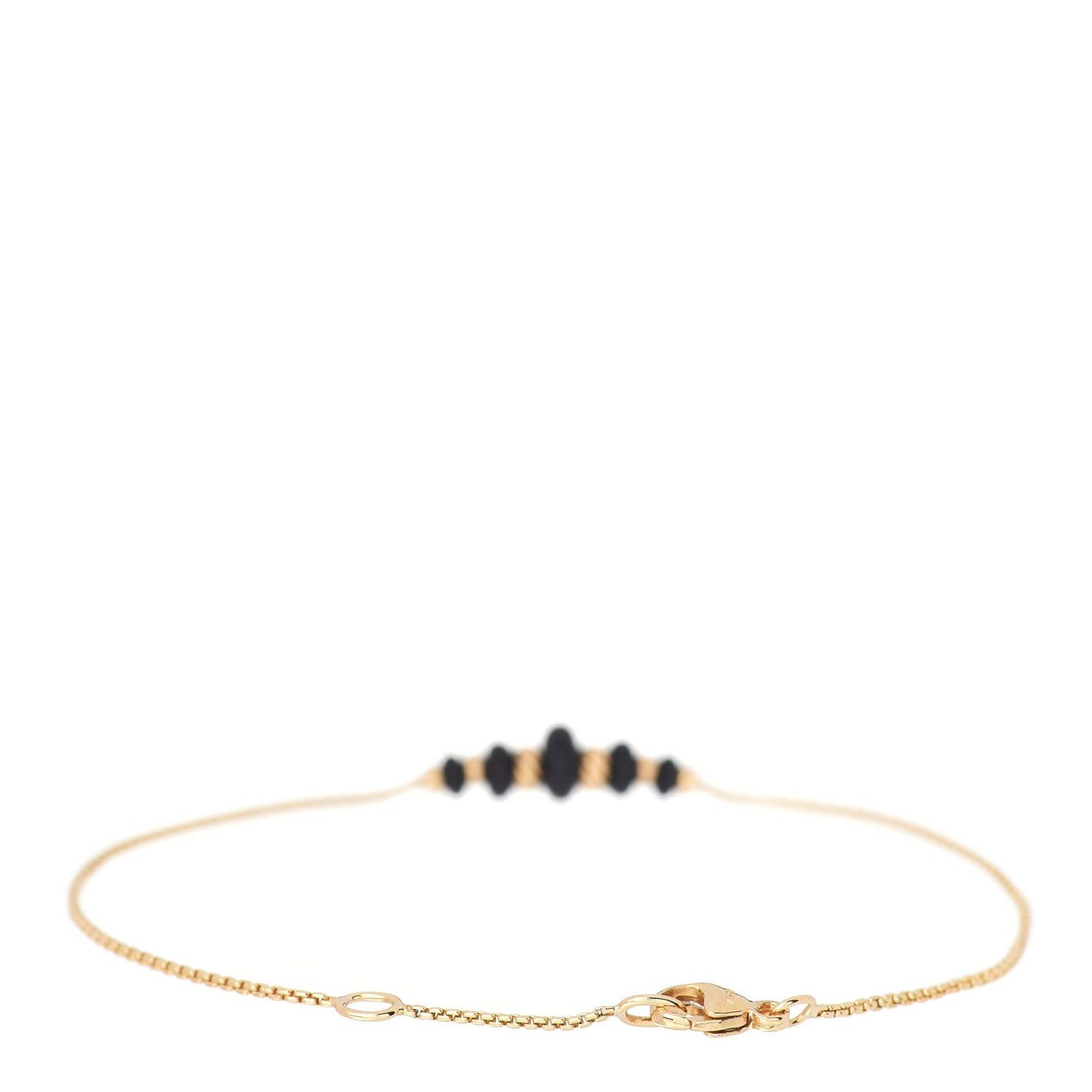 18K Yellow Gold Black Onyx Rio Rondelle Short Station Bracelet