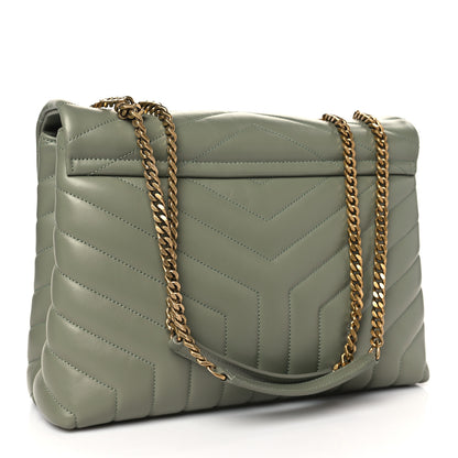 Saint Laurent Calfskin Y Quilted Monogram Medium Loulou Chain Satchel Light Sage 3 of 9
