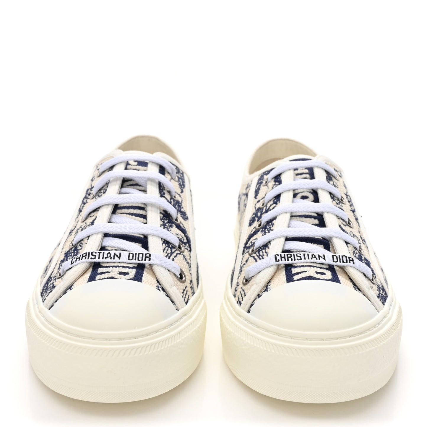 Canvas Toile De Jouy Embroidered Womens Walk Dior Low Top Sneakers 38.5 White Navy