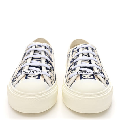 Christian Dior Canvas Toile De Jouy Embroidered Womens Walk Dior Low Top Sneakers 38.5 White Navy 2 of 11