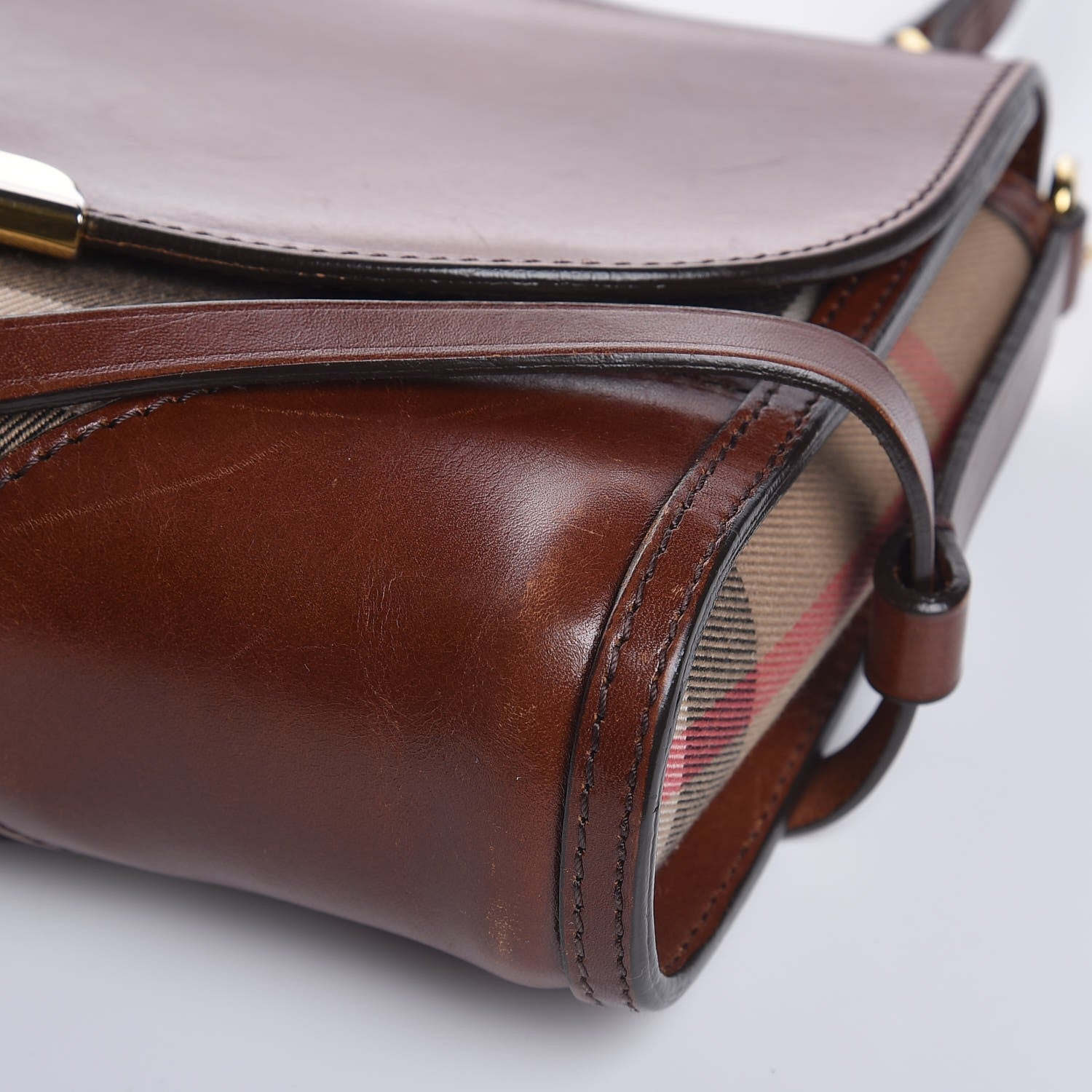 Burberry House Check Bridle Calfskin Small Abbott Crossbody Bag Tan 15 of 17