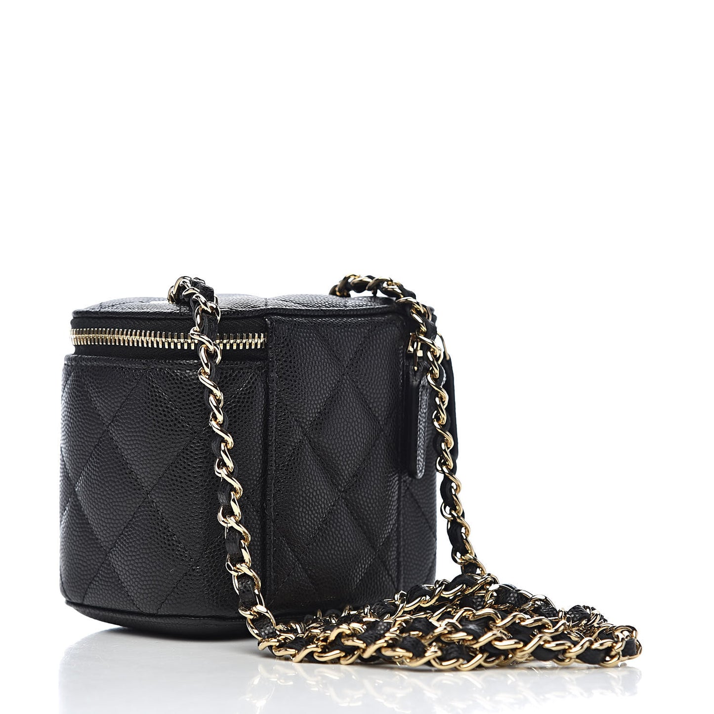 Caviar Quilted Mini Vanity Case With Chain Black