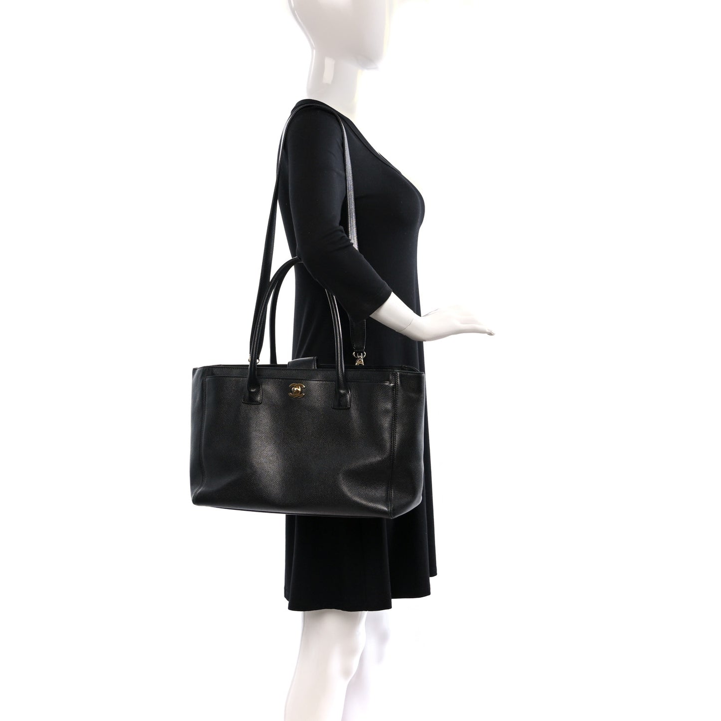Calfskin Cerf Executive Shopper Tote Black