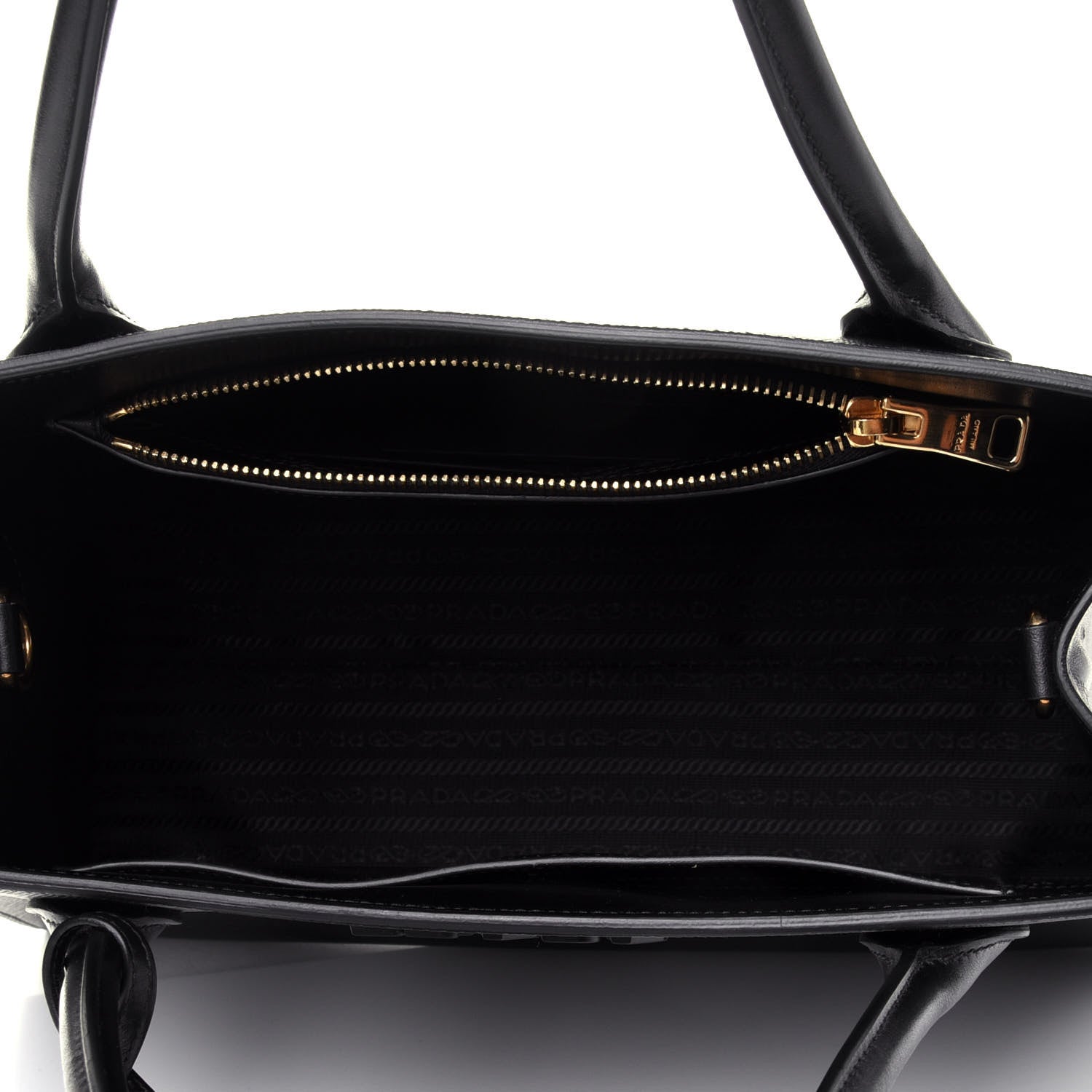 Prada Saffiano Cuir Calfskin Medium Monochrome Top Handle Tote Black 4 of 4