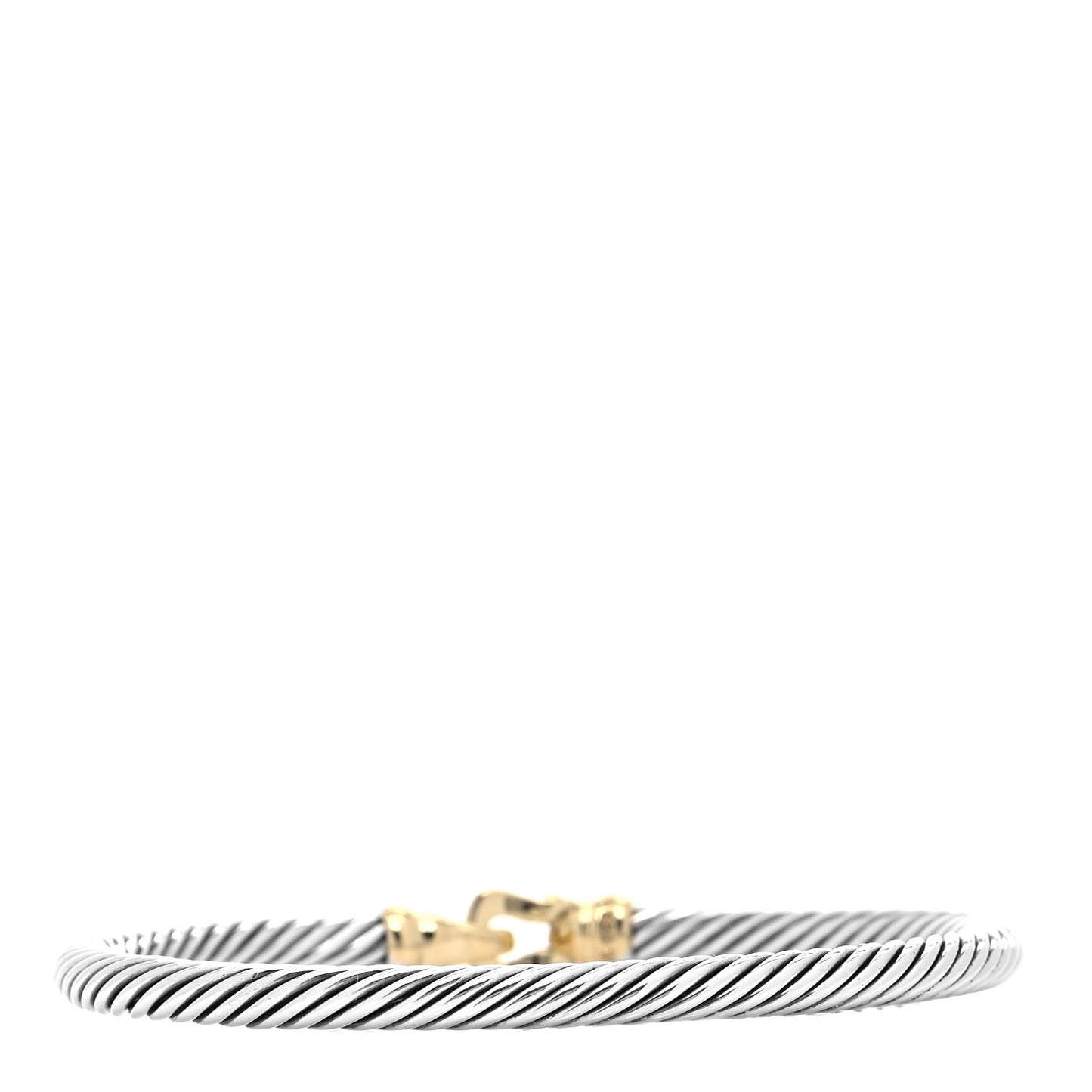 Sterling Silver 14K Yellow Gold 4mm Cable Classic Buckle Bracelet