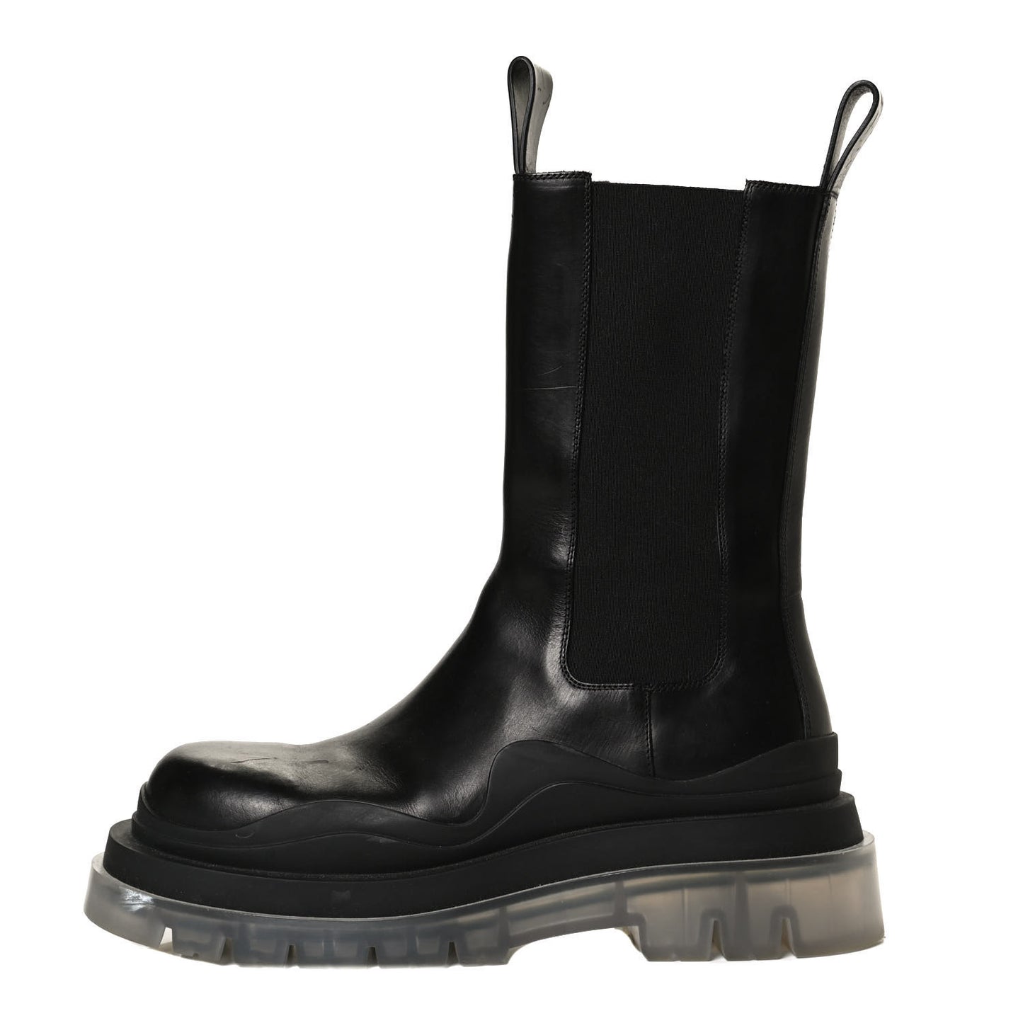 Calfskin The Tire Chelsea Boots 39 Black Transparent
